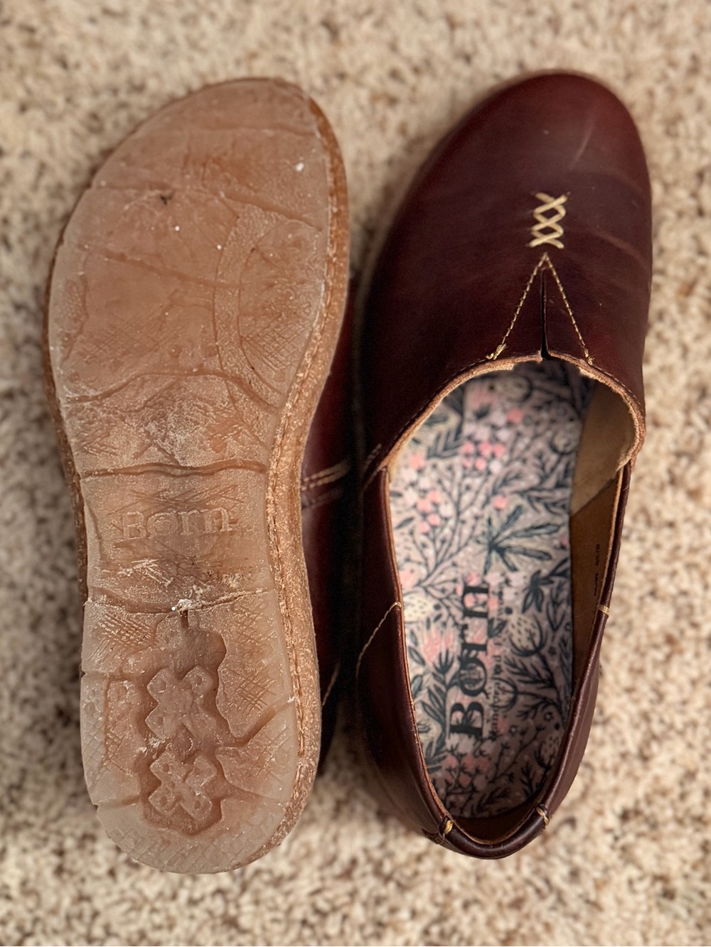 Børn Leather Slip-Ons with Floral Insole - Picture 3 of 7